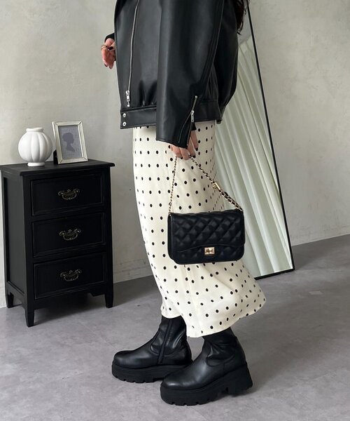 prose verse（プロズヴェール）の「サテンドットバイアススカート（スカート・レディース・ブラック/アイボリー・MEDIUM/LARGE）」の21枚目の写真