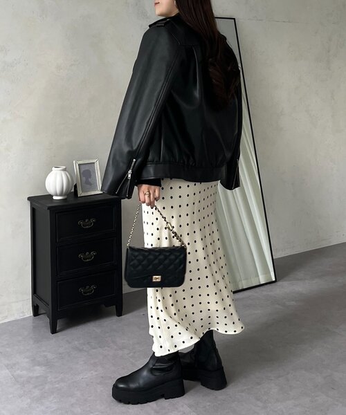 prose verse（プロズヴェール）の「サテンドットバイアススカート（スカート・レディース・ブラック/アイボリー・MEDIUM/LARGE）」の10枚目の写真