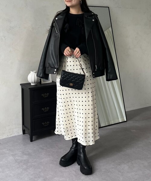 prose verse（プロズヴェール）の「サテンドットバイアススカート（スカート・レディース・ブラック/アイボリー・MEDIUM/LARGE）」の12枚目の写真