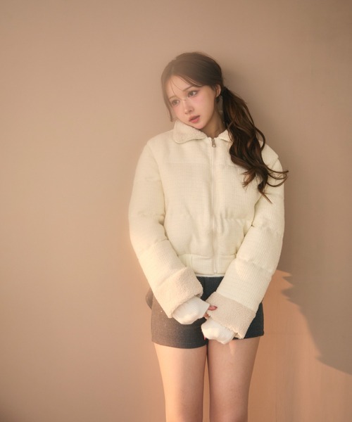 TITTY&CO.（ティティーアンドコー）の「キルティングラメボアダウン（ダウンジャケット/コート・レディース・ブラック/ホワイト・FREE）」の5枚目の写真