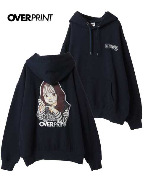 over print(オーバープリント)の「【over print】SING GIRL HOODIE(パーカー・レディース・グレー/ネイビー・LARGE/MEDIUM)」の1枚目の写真
