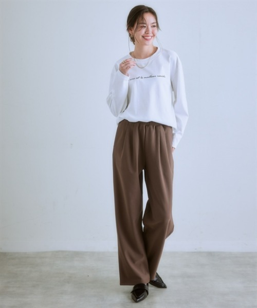 nissen(ニッセン)の「裾ラウンド長袖ロゴTシャツ(Tシャツ/カットソー・レディース・ブラック/オフホワイト/チャコールグレー・LL/L/M/S)」の7枚目の写真