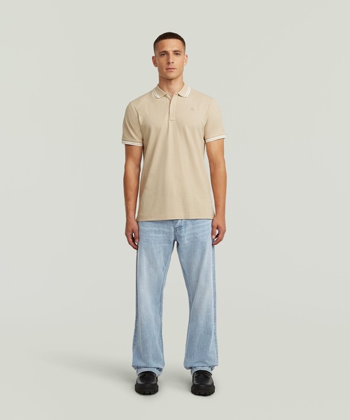 G-STAR(ジースター)の「DUNDA SLIM STRIPE POLO/ベーシックデザインワンポイントロゴポロシャツ(ポロシャツ・メンズ・ナチュラル・X-LARGE/LARGE/MEDIUM/SMALL/X-SMALL)」の5枚目の写真