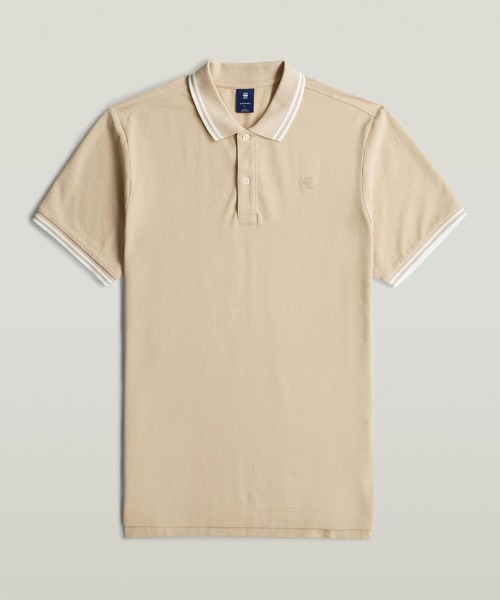 G-STAR(ジースター)の「DUNDA SLIM STRIPE POLO/ベーシックデザインワンポイントロゴポロシャツ(ポロシャツ・メンズ・ナチュラル・X-LARGE/LARGE/MEDIUM/SMALL/X-SMALL)」の6枚目の写真