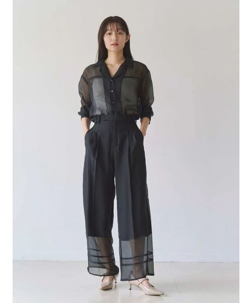 TONAL(トーナル)の「シアー開衿シャツ(シャツ/ブラウス・レディース・ブルー/ブラウン/ブラック・MEDIUM)」の15枚目の写真