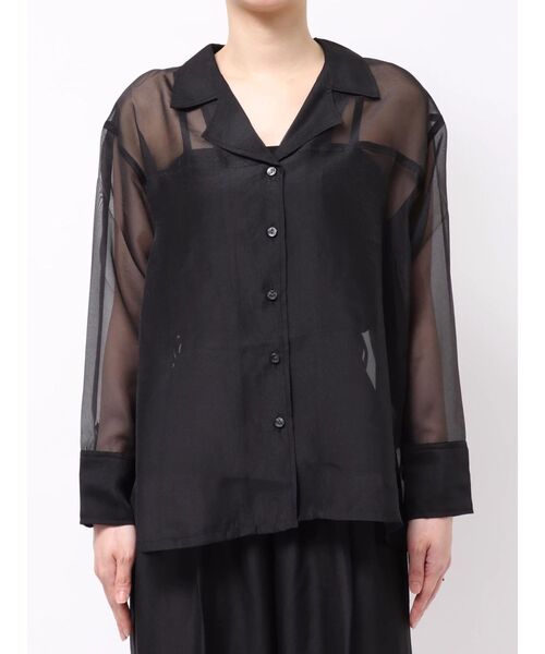TONAL(トーナル)の「シアー開衿シャツ(シャツ/ブラウス・レディース・ブルー/ブラウン/ブラック・MEDIUM)」の18枚目の写真