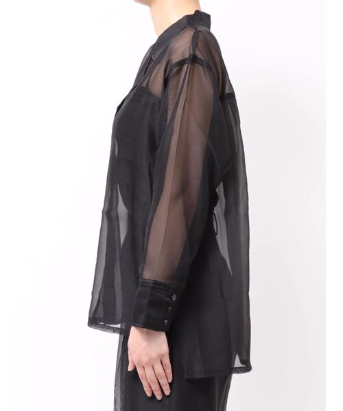 TONAL(トーナル)の「シアー開衿シャツ(シャツ/ブラウス・レディース・ブルー/ブラウン/ブラック・MEDIUM)」の19枚目の写真