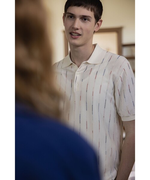 BEAMS PLUS(ビームスプラス)の「Knit Polo Kasuri Stripe(ポロシャツ・メンズ・ホワイト/ロイヤルブルー・MEDIUM/SMALL/X-LARGE/LARGE)」の5枚目の写真
