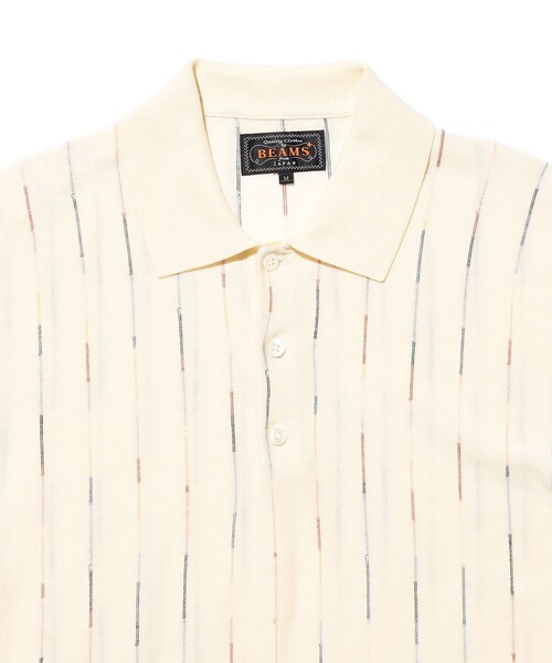 BEAMS PLUS(ビームスプラス)の「Knit Polo Kasuri Stripe(ポロシャツ・メンズ・ホワイト/ロイヤルブルー・MEDIUM/SMALL/X-LARGE/LARGE)」の8枚目の写真