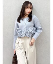 新品　ランバンスポール　裾フリル　シルバーラメ　ノーカラー　ジャケット ラメツイードジャケット[品番：LAVW0014323]｜LANVIN COLLECTION