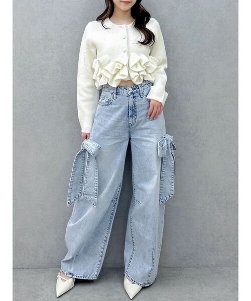 セール】ヘムフリルニットジャケット（ノーカラージャケット