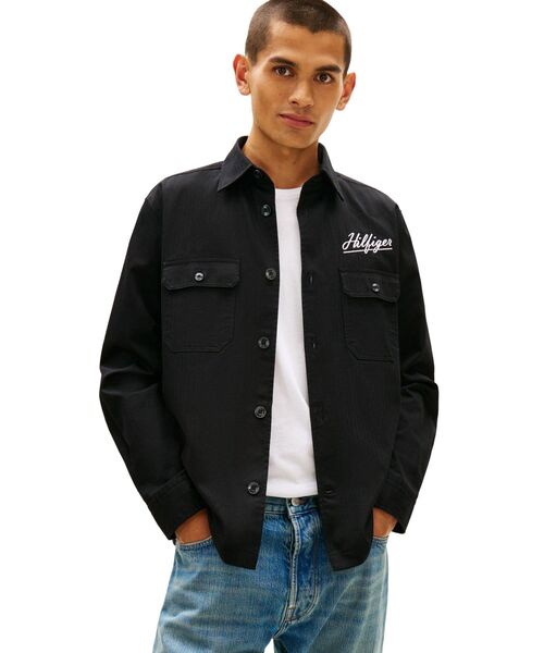 TOMMY HILFIGER(トミーヒルフィガー)の「ヘリンボーンオーバーシャツ(シャツ/ブラウス・メンズ・ブラック・SMALL/MEDIUM)」の1枚目の写真