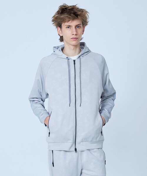 5351 POUR LES HOMMES（ゴーサンゴーイチプールオム）の「【セットアップ対応】リーフ柄　ジップ パーカー（パーカー・メンズ・ブラック/ライトグレー・46/44/50/48）」の2枚目の写真