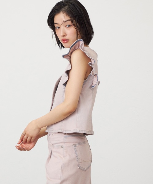 SOMETHING（サムシング）の「SOMETHING フリルスリーブビスチェ（その他トップス・レディース・ピンク/ライトインディゴブルー/ダークインディゴブルー・FREE）」の5枚目の写真