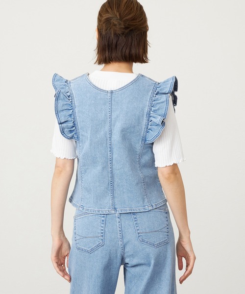 SOMETHING（サムシング）の「SOMETHING フリルスリーブビスチェ（その他トップス・レディース・ピンク/ライトインディゴブルー/ダークインディゴブルー・FREE）」の15枚目の写真