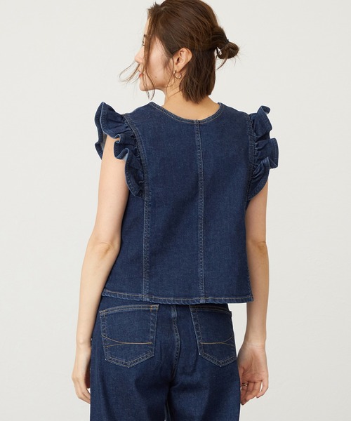 SOMETHING（サムシング）の「SOMETHING フリルスリーブビスチェ（その他トップス・レディース・ピンク/ライトインディゴブルー/ダークインディゴブルー・FREE）」の21枚目の写真