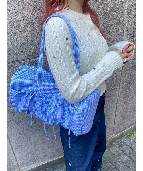 FURFUR(ファーファー)の「【WEB限定カラー】リボンドラムバッグ(ドラムバッグ・レディース・アイボリー/ブラック/サックスブルー/ピンク/ネイビー・F)」の15枚目の写真