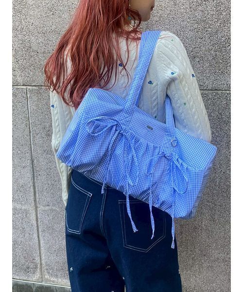 FURFUR(ファーファー)の「【WEB限定カラー】リボンドラムバッグ(ドラムバッグ・レディース・アイボリー/ブラック/サックスブルー/ピンク/ネイビー・F)」の16枚目の写真