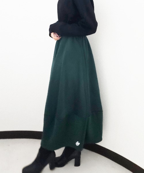 CRYSTAL BALL（クリスタルボール）の「裏起毛スカート（スカート・レディース・ブラック/グリーン・FREE）」の12枚目の写真