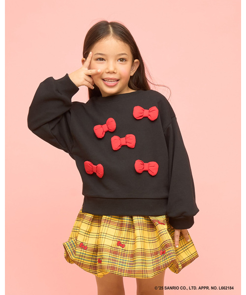 Lycee mine（リセマイン）の「【サンリオキャラクターズ】【どちらが前でもOK】【速乾裏毛】ハローキティ立体リボン付きスウェット（スウェット・キッズ・ブラック/ブルーグレー/ライトピンク/アイボリー・140cm/130cm/120cm/110cm/100cm）」の3枚目の写真