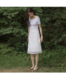 ADAUL（アダウル）の「Wrinkle see through layered midi skirt - white（スカート）」