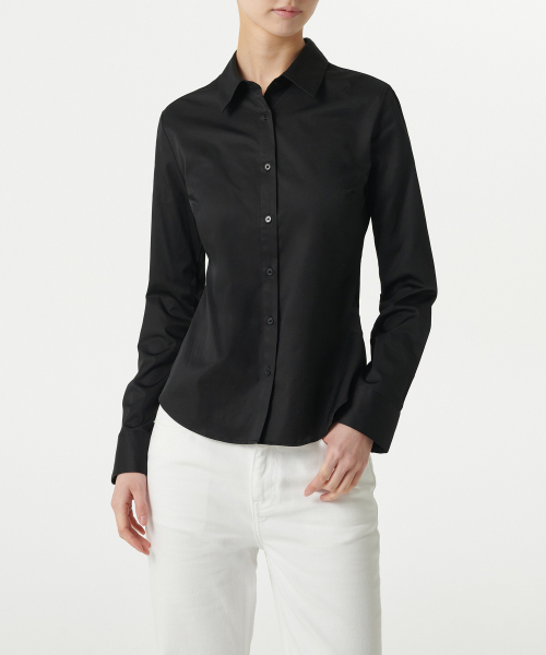 MUSINSA STANDARD WOMAN（ムシンサスタンダードウーマン）の「ウィメンズスリムフィットシャツ[ブラック]（シャツ/ブラウス・レディース・その他・MEDIUM/SMALL/X-SMALL/LARGE）」の5枚目の写真