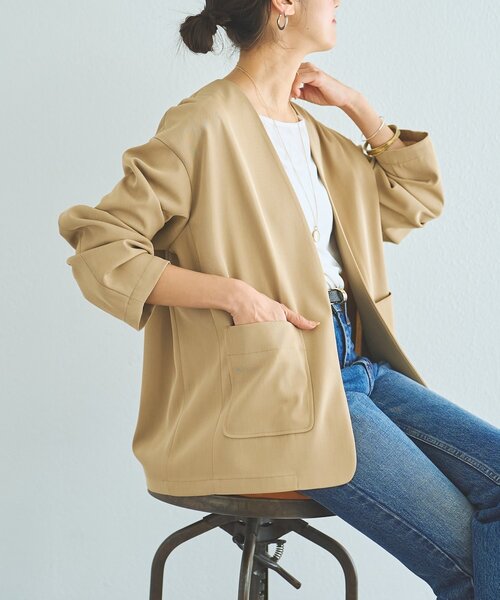 LIVETART（リヴェタート）の「《LIVETART》ストレッチツイルジャケット（その他アウター・レディース・キャメル/ネイビー/ブラック・FREE）」の3枚目の写真