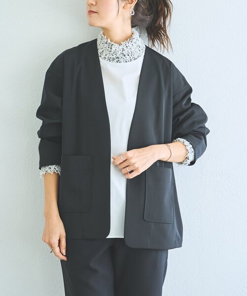 LIVETART（リヴェタート）の「《LIVETART》ストレッチツイルジャケット（その他アウター・レディース・キャメル/ネイビー/ブラック・FREE）」の7枚目の写真