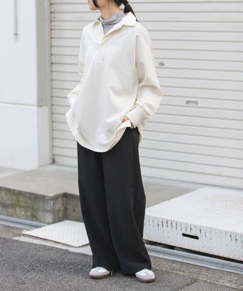 FORK&SPOON（フォークアンドスプーン）の「FORK&SPOON　ダブルクロスイージーパンツ（その他パンツ・レディース・ベージュ/ブラック・1/2）」の10枚目の写真