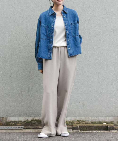 FORK&SPOON（フォークアンドスプーン）の「FORK&SPOON　ダブルクロスイージーパンツ（その他パンツ・レディース・ベージュ/ブラック・1/2）」の19枚目の写真