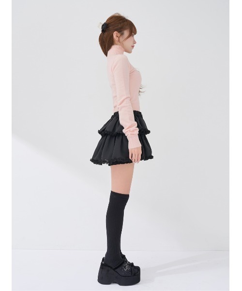 Darich（ダーリッチ）の「シフォンフリルミニスカート（スカート・レディース・ブラック/ホワイト・FREE/FL）」の16枚目の写真