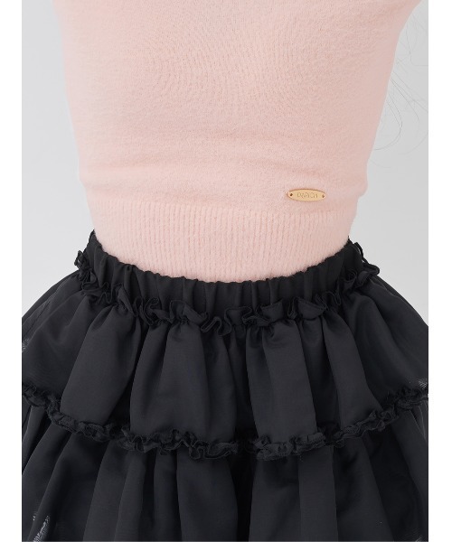 Darich（ダーリッチ）の「シフォンフリルミニスカート（スカート・レディース・ブラック/ホワイト・FREE/FL）」の6枚目の写真