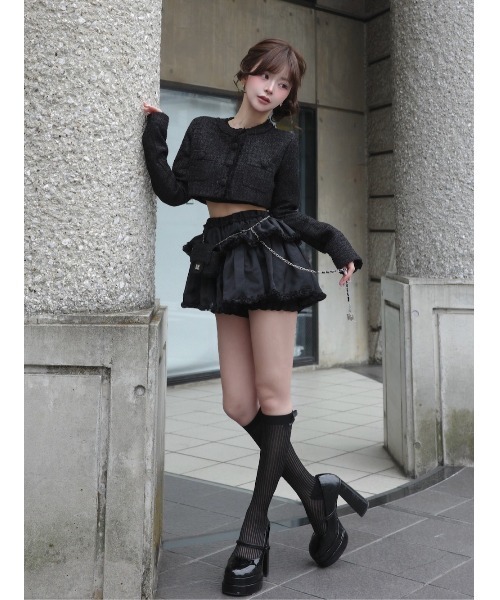 Darich（ダーリッチ）の「シフォンフリルミニスカート（スカート・レディース・ブラック/ホワイト・FREE/FL）」の20枚目の写真