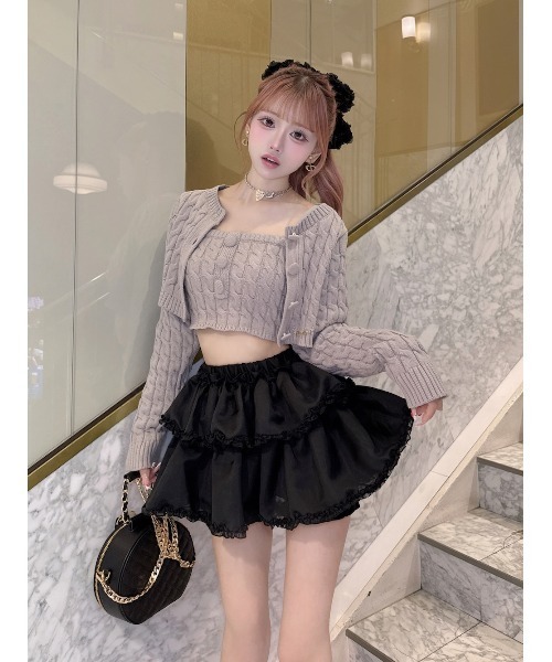 Darich（ダーリッチ）の「シフォンフリルミニスカート（スカート・レディース・ブラック/ホワイト・FREE/FL）」の17枚目の写真