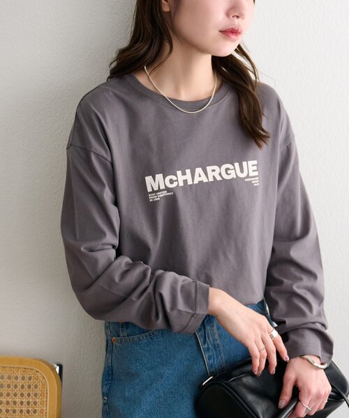 DISCOAT(ディスコート)の「【ユニセックス】シルケットロゴロンT(Tシャツ/カットソー・レディース・チャコールグレー/ホワイト系その他/ホワイト系その他2・SMALL/FREE)」の1枚目の写真