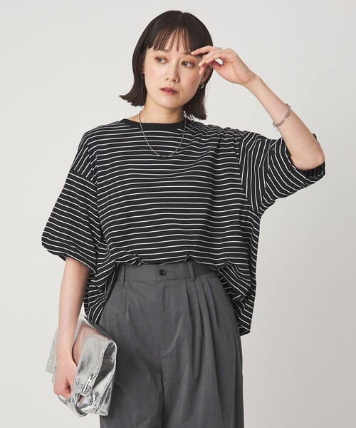 green label relaxing(グリーンレーベルリラクシング)の「ギャザースリーブ プルオーバー カットソー(Tシャツ/カットソー・レディース・オフホワイト/ブラック/ブラウン/その他1/その他2・FREE)」の5枚目の写真