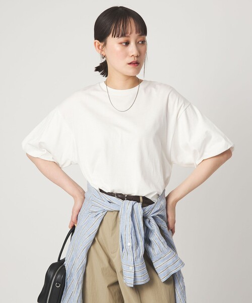 green label relaxing(グリーンレーベルリラクシング)の「ギャザースリーブ プルオーバー カットソー(Tシャツ/カットソー・レディース・オフホワイト/ブラック/ブラウン/その他1/その他2・FREE)」の2枚目の写真
