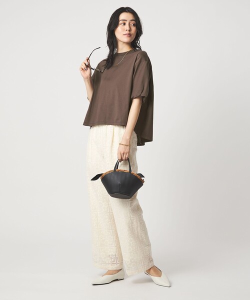 green label relaxing(グリーンレーベルリラクシング)の「ギャザースリーブ プルオーバー カットソー(Tシャツ/カットソー・レディース・オフホワイト/ブラック/ブラウン/その他1/その他2・FREE)」の15枚目の写真