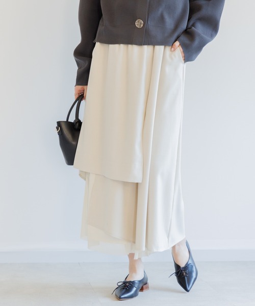 Paradise Picnic（パラダイスピクニック）の「シアー変形レイヤードパンツ（その他パンツ・レディース・ブラック/アイボリー/ブルー・FREE）」の2枚目の写真