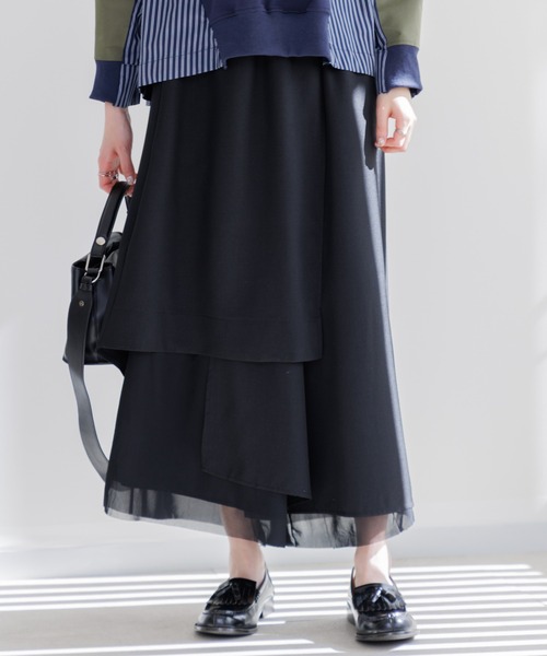 Paradise Picnic（パラダイスピクニック）の「シアー変形レイヤードパンツ（その他パンツ・レディース・ブラック/アイボリー/ブルー・FREE）」の3枚目の写真