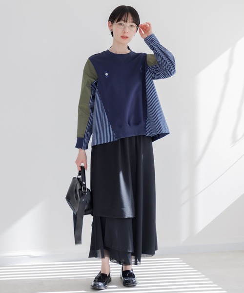 Paradise Picnic（パラダイスピクニック）の「シアー変形レイヤードパンツ（その他パンツ・レディース・ブラック/アイボリー/ブルー・FREE）」の12枚目の写真