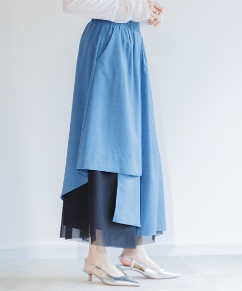 Paradise Picnic（パラダイスピクニック）の「シアー変形レイヤードパンツ（その他パンツ・レディース・ブラック/アイボリー/ブルー・FREE）」の21枚目の写真