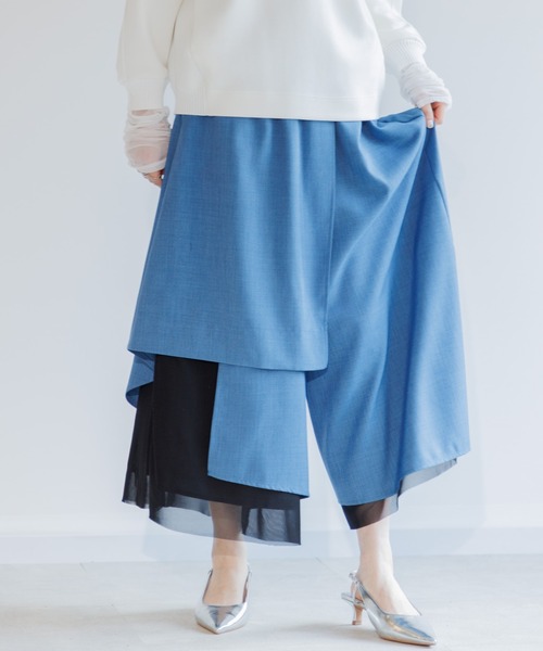 Paradise Picnic（パラダイスピクニック）の「シアー変形レイヤードパンツ（その他パンツ・レディース・ブラック/アイボリー/ブルー・FREE）」の20枚目の写真