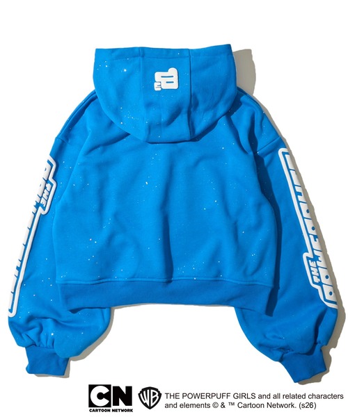 ADPOSION（アドポーション）の「【THE POWERPUFF GIRLS / パワーパフガールズ】ガールズプリント クロップドラメフーディー セットアップ対応（パーカー・レディース・グリーン/レッド/ブルー・FREE）」の5枚目の写真