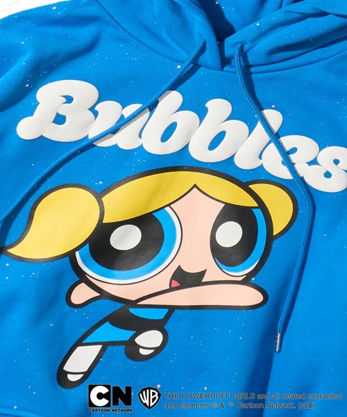 ADPOSION（アドポーション）の「【THE POWERPUFF GIRLS / パワーパフガールズ】ガールズプリント クロップドラメフーディー セットアップ対応（パーカー・レディース・グリーン/レッド/ブルー・FREE）」の8枚目の写真