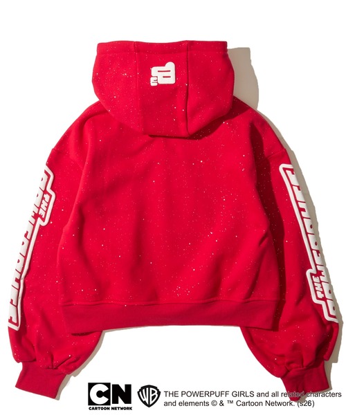 ADPOSION（アドポーション）の「【THE POWERPUFF GIRLS / パワーパフガールズ】ガールズプリント クロップドラメフーディー セットアップ対応（パーカー・レディース・グリーン/レッド/ブルー・FREE）」の6枚目の写真