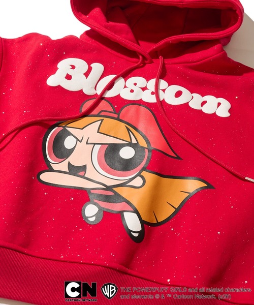 ADPOSION（アドポーション）の「【THE POWERPUFF GIRLS / パワーパフガールズ】ガールズプリント クロップドラメフーディー セットアップ対応（パーカー・レディース・グリーン/レッド/ブルー・FREE）」の9枚目の写真