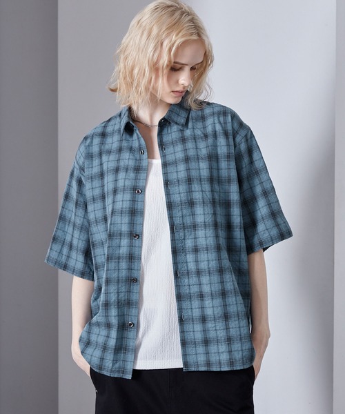 Loose/ルース(ルース)の「セミシアー ベーシック ワッシャーチェックシャツ(シャツ/ブラウス・メンズ・ホワイト/ダークグレー/ブルー・S/L/M)」の19枚目の写真