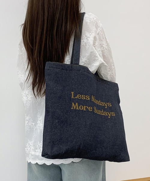 セール】ロゴ刺繍デニムトートバッグ（ショルダーバッグ）｜shyam