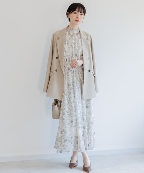 Paradise Picnic（パラダイスピクニック）の「TRANOI. スタンドカラーレトロフラワーワンピース（ワンピース・レディース・アイボリー/ブラック・FREE）」の2枚目の写真